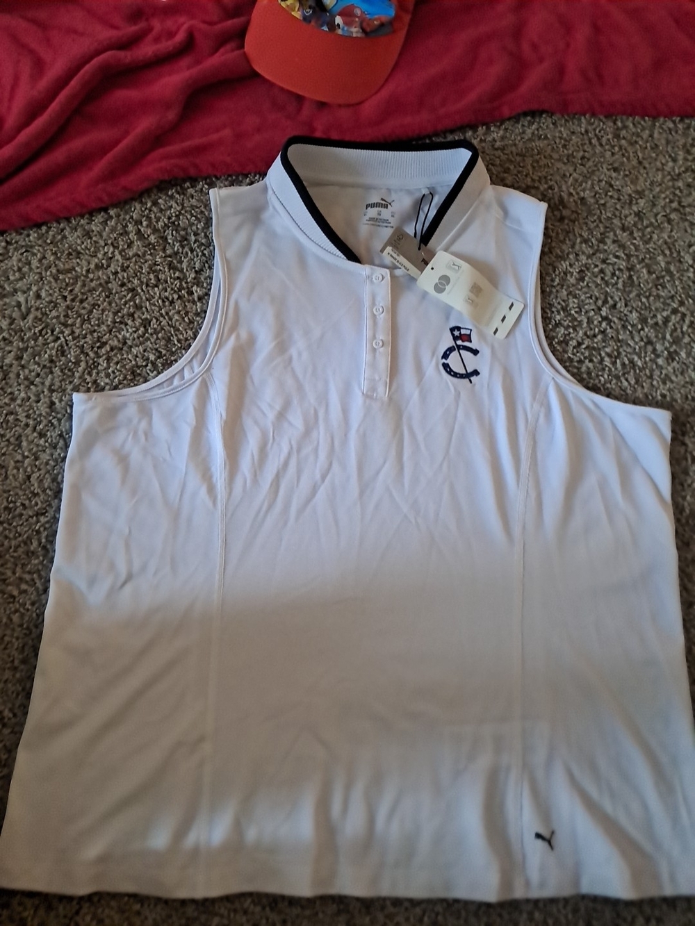 Puma White Sleeveless Polo with Navy Trim
